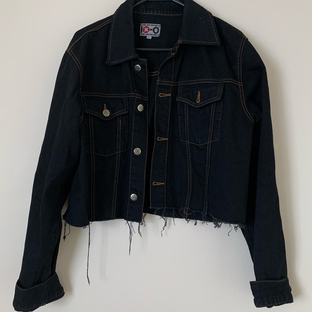Black Denim Cropped Jacket